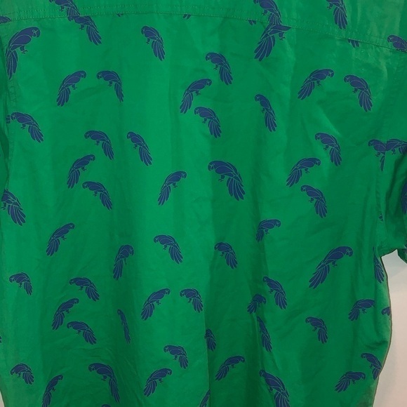 Plugg size large button down shirt green with parrot graphics - Picture 5 of 12